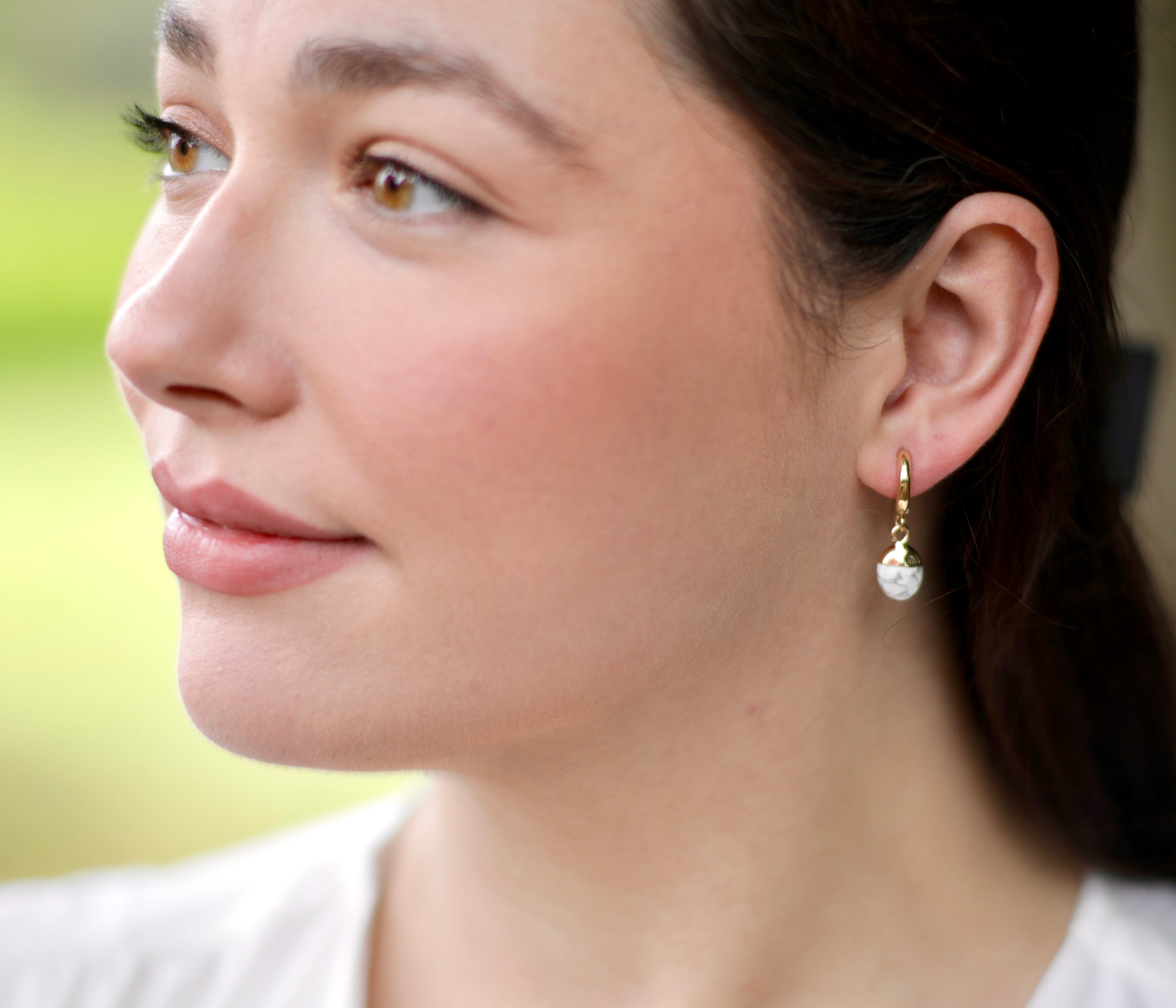 Howlite Huggie Earrings