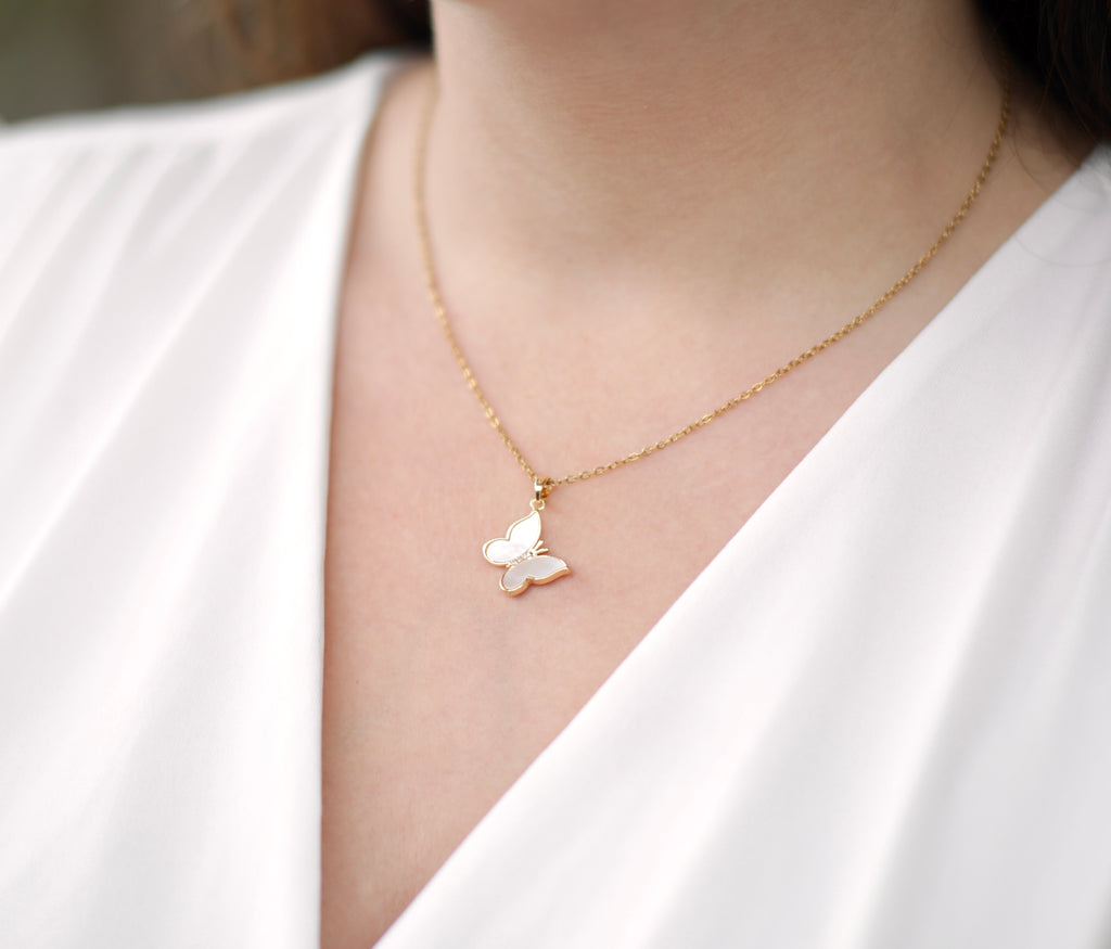 Natural Shell Butterfly Necklace