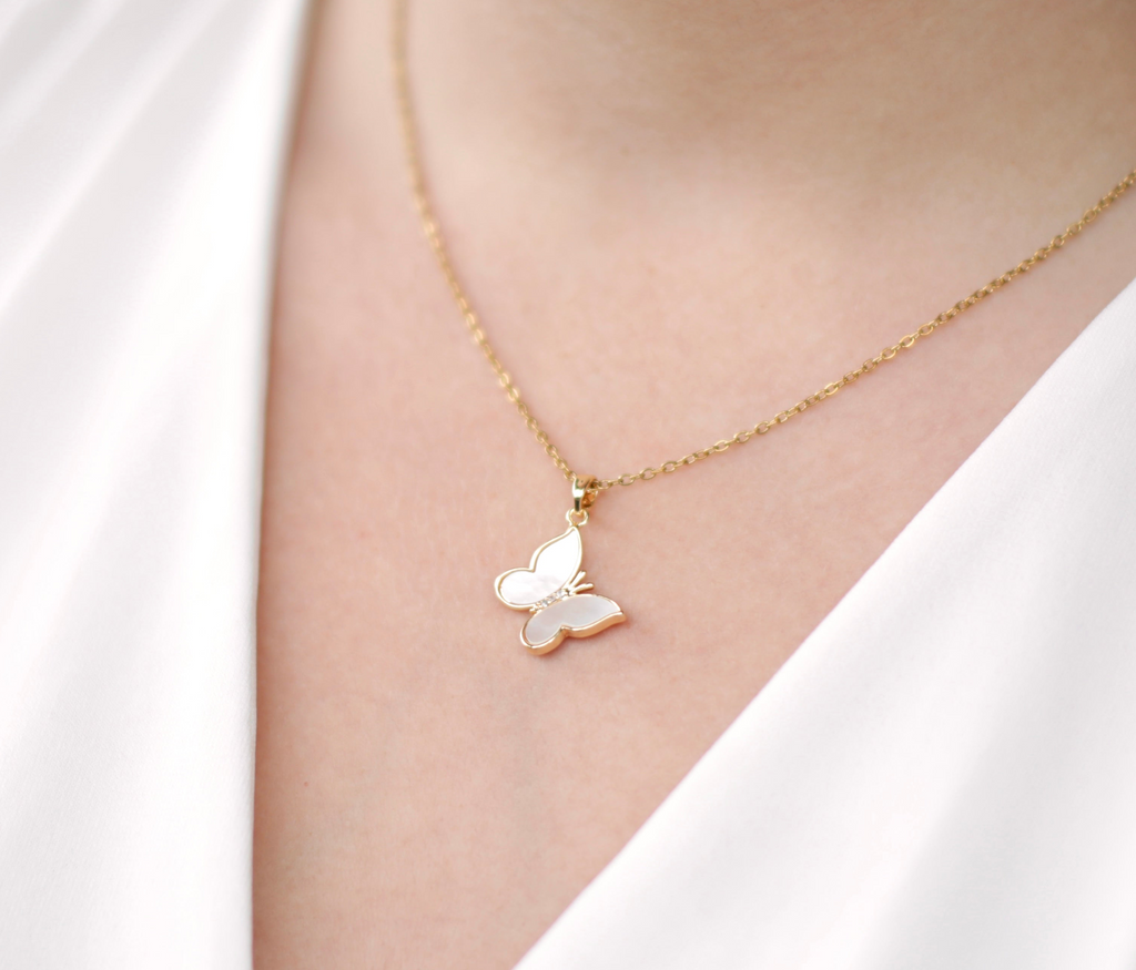 Natural Shell Butterfly Necklace
