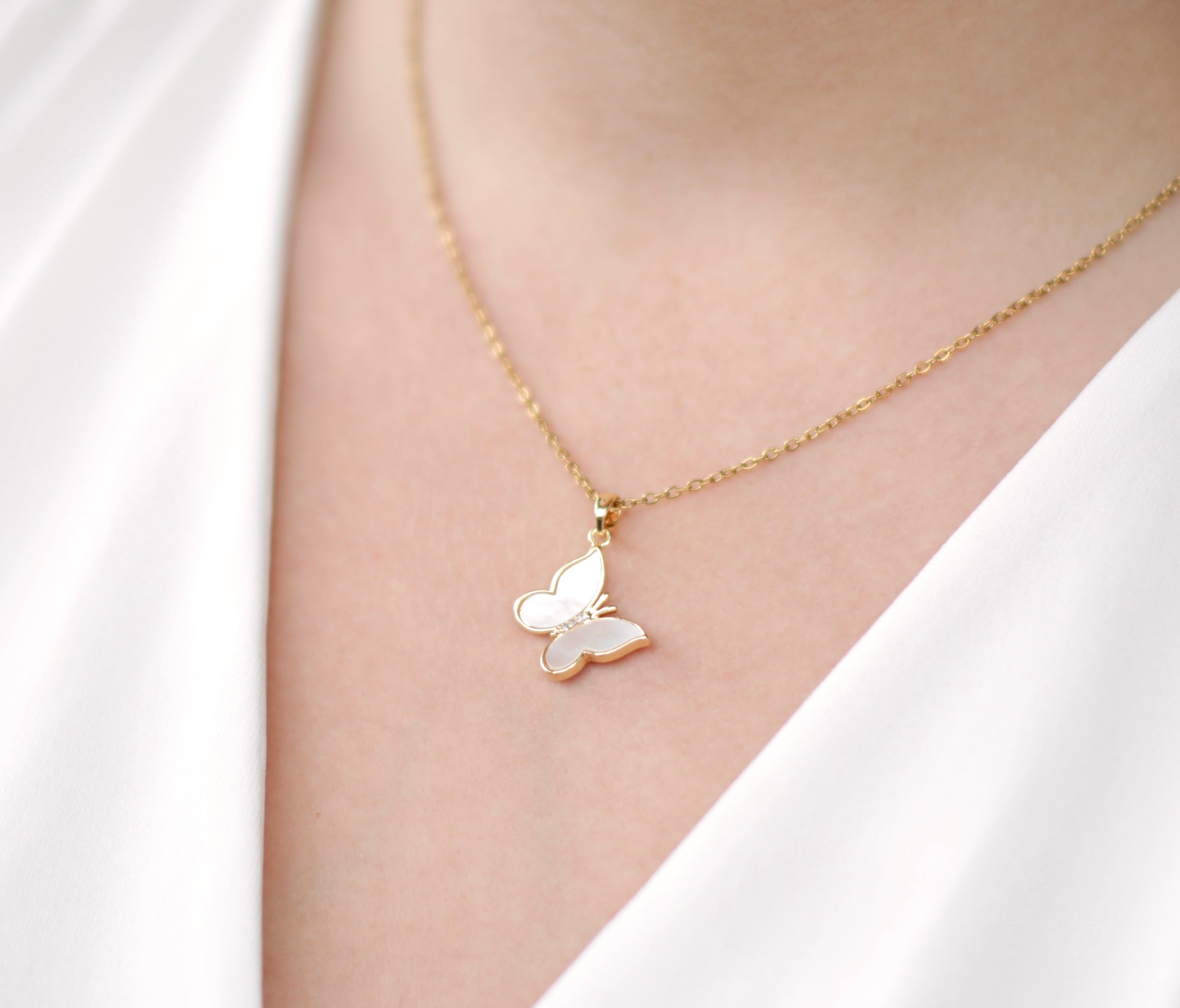 Natural Shell Butterfly Necklace