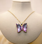 Purple Glass Butterfly Necklace