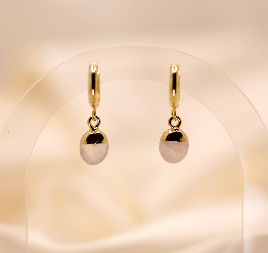 Rose Quartz Huggie Earrings