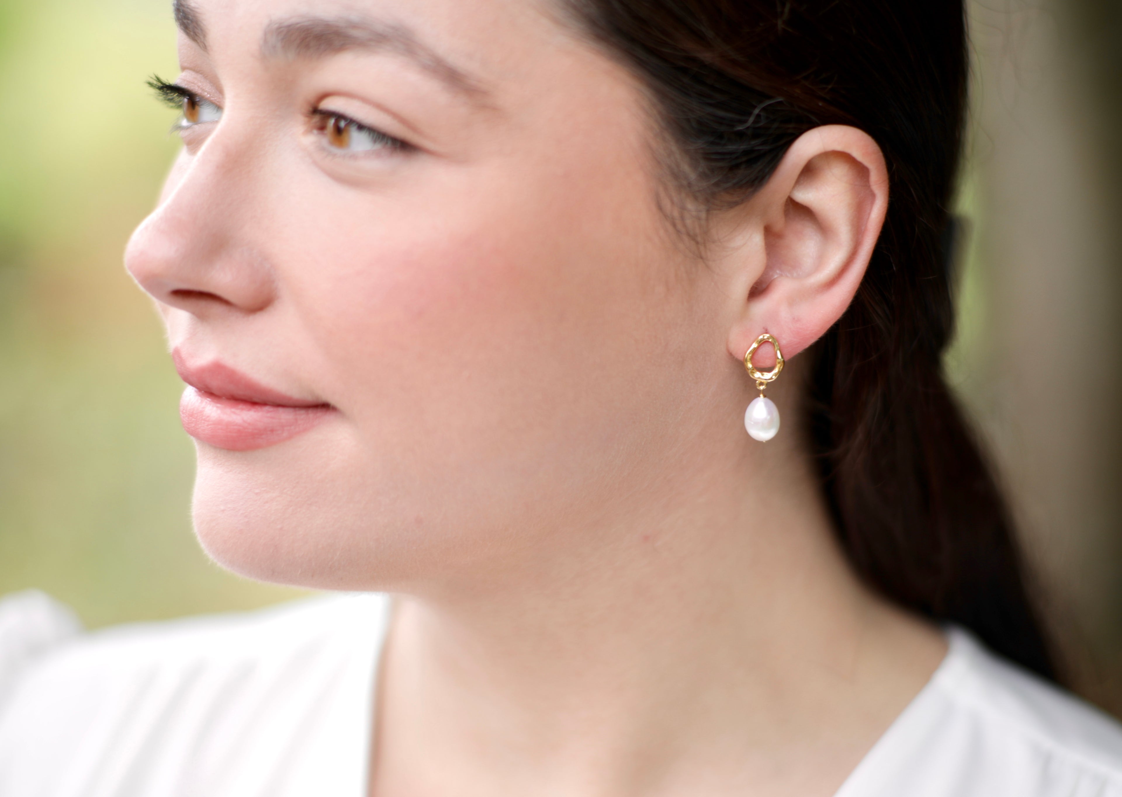 Natural Pearl Drop Stud Earrings