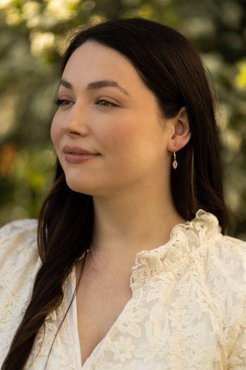 The Crystal Drop Earrings - Blush Pink