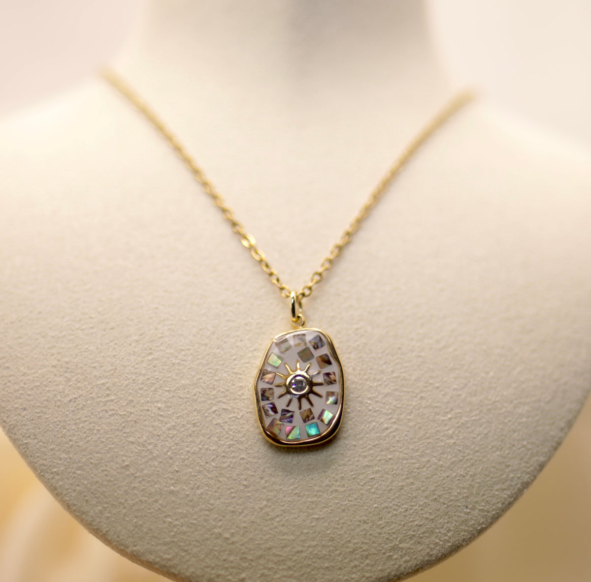 Natural Shell & Golden Sun Necklace