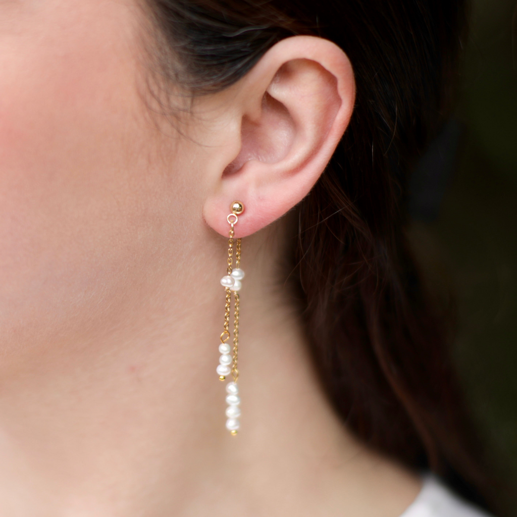 Natural Pearl Beaded Dangle Earrings