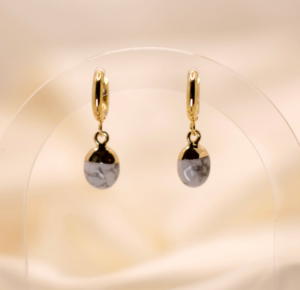 Howlite Huggie Earrings