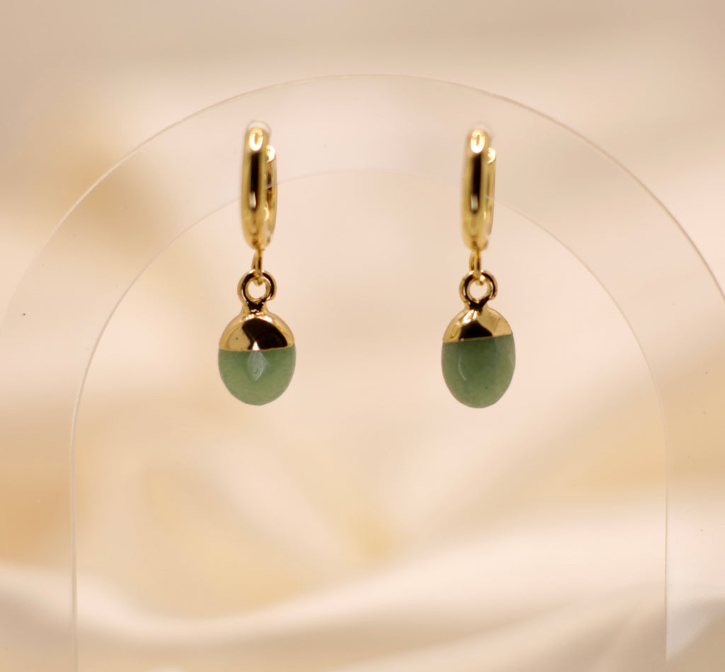 Green Aventurine Huggie Earrings