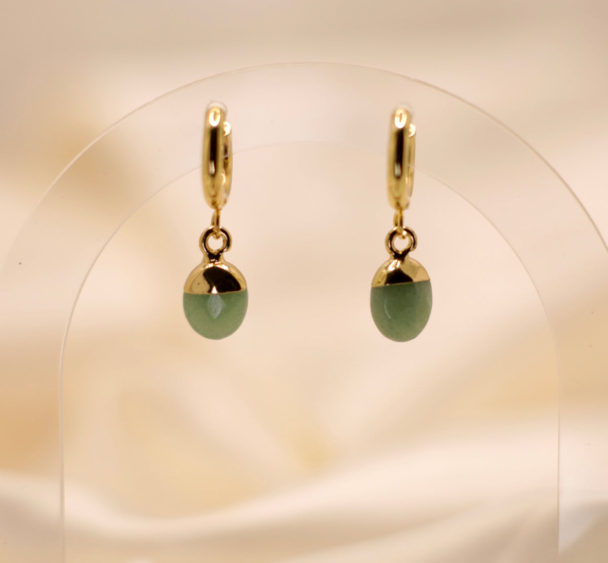 Green Aventurine Huggie Earrings