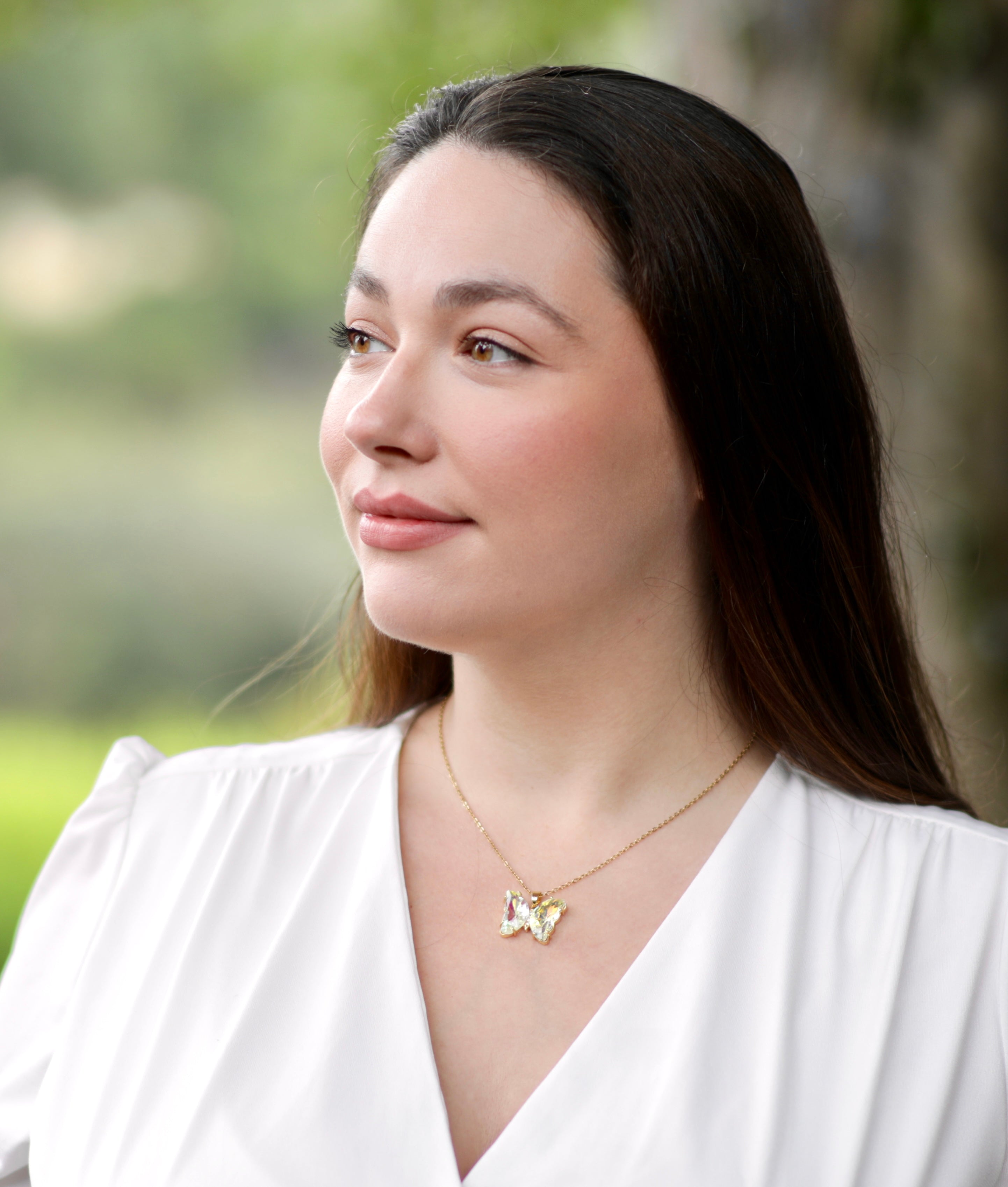 Clear Glass Butterfly Necklace