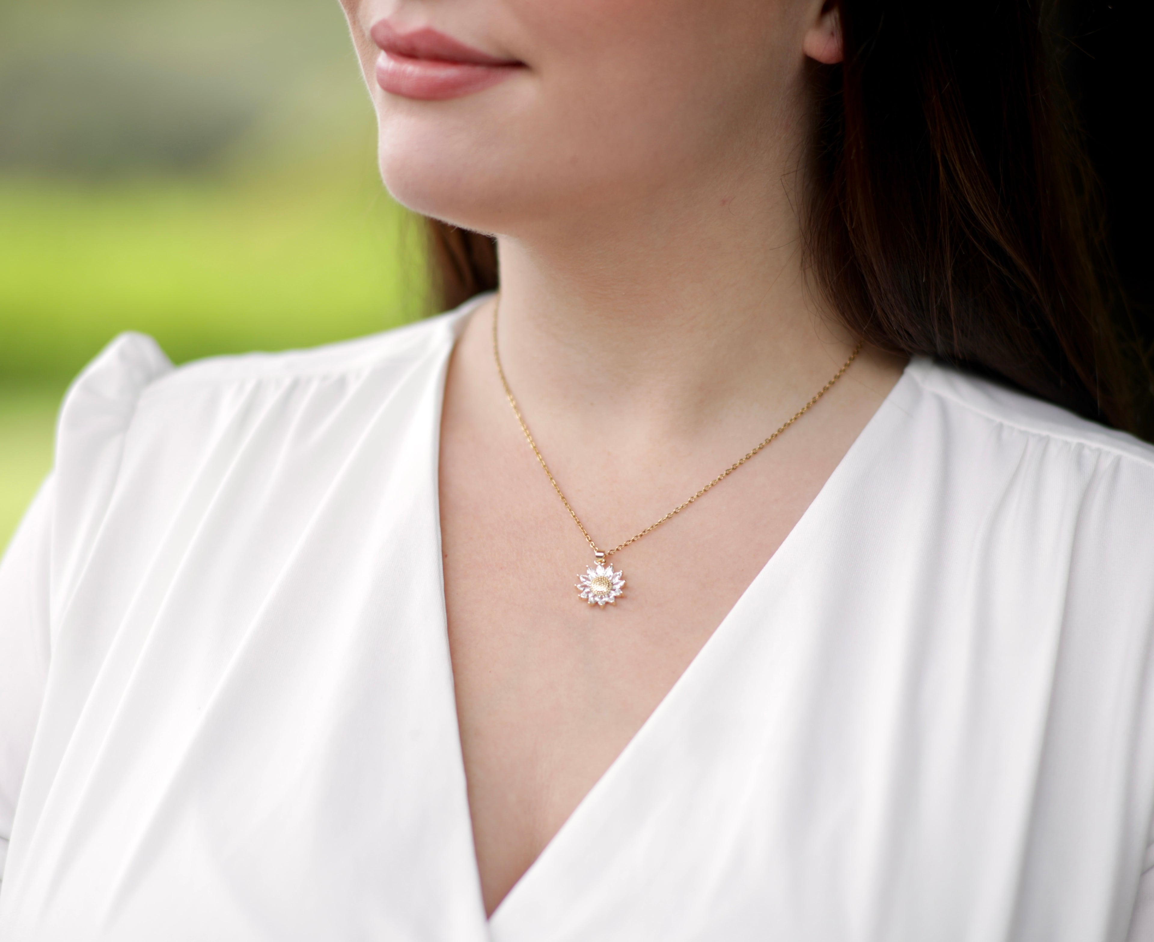 Cubic Zirconia Sunflower Necklace