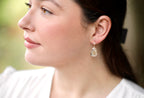 Pressed White Flower Teardrop Studs