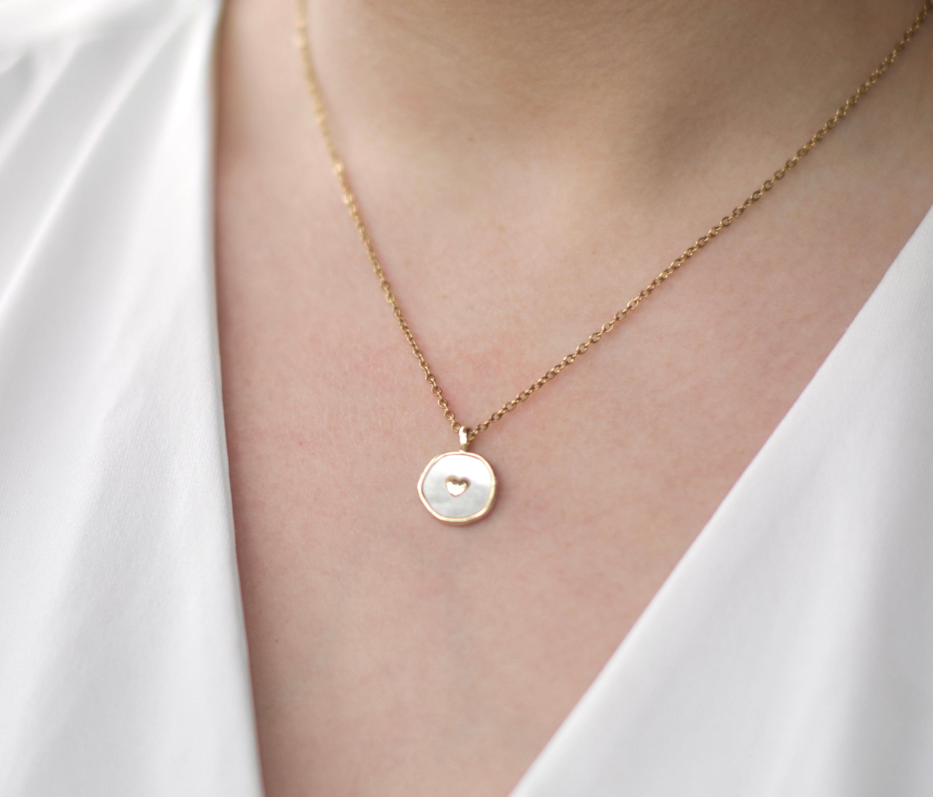 Natural Shell Heart Necklace
