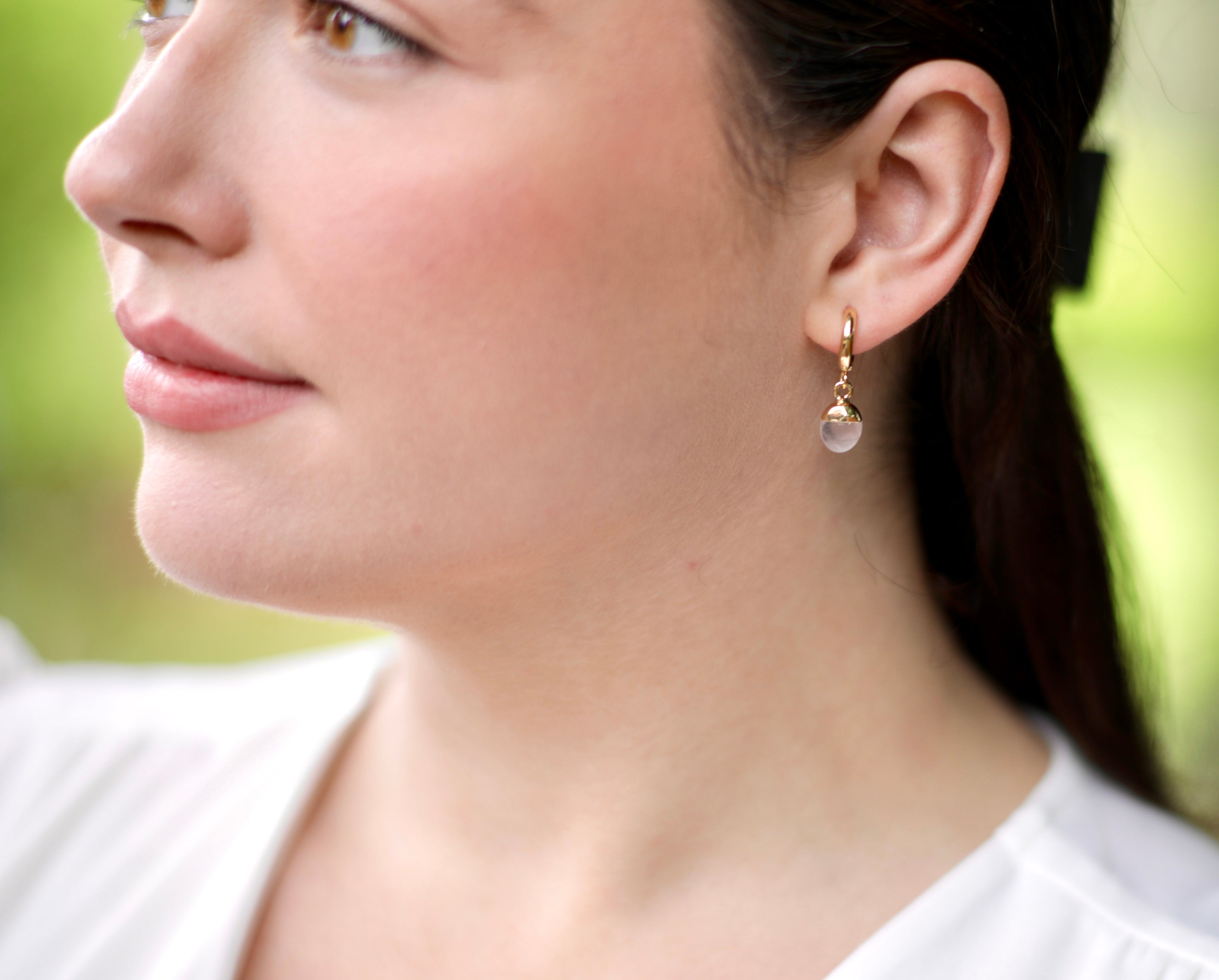 Rose Quartz Huggie Earrings
