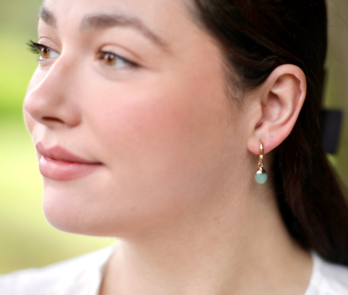 Green Aventurine Huggie Earrings