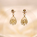 Pressed White Flower Teardrop Studs
