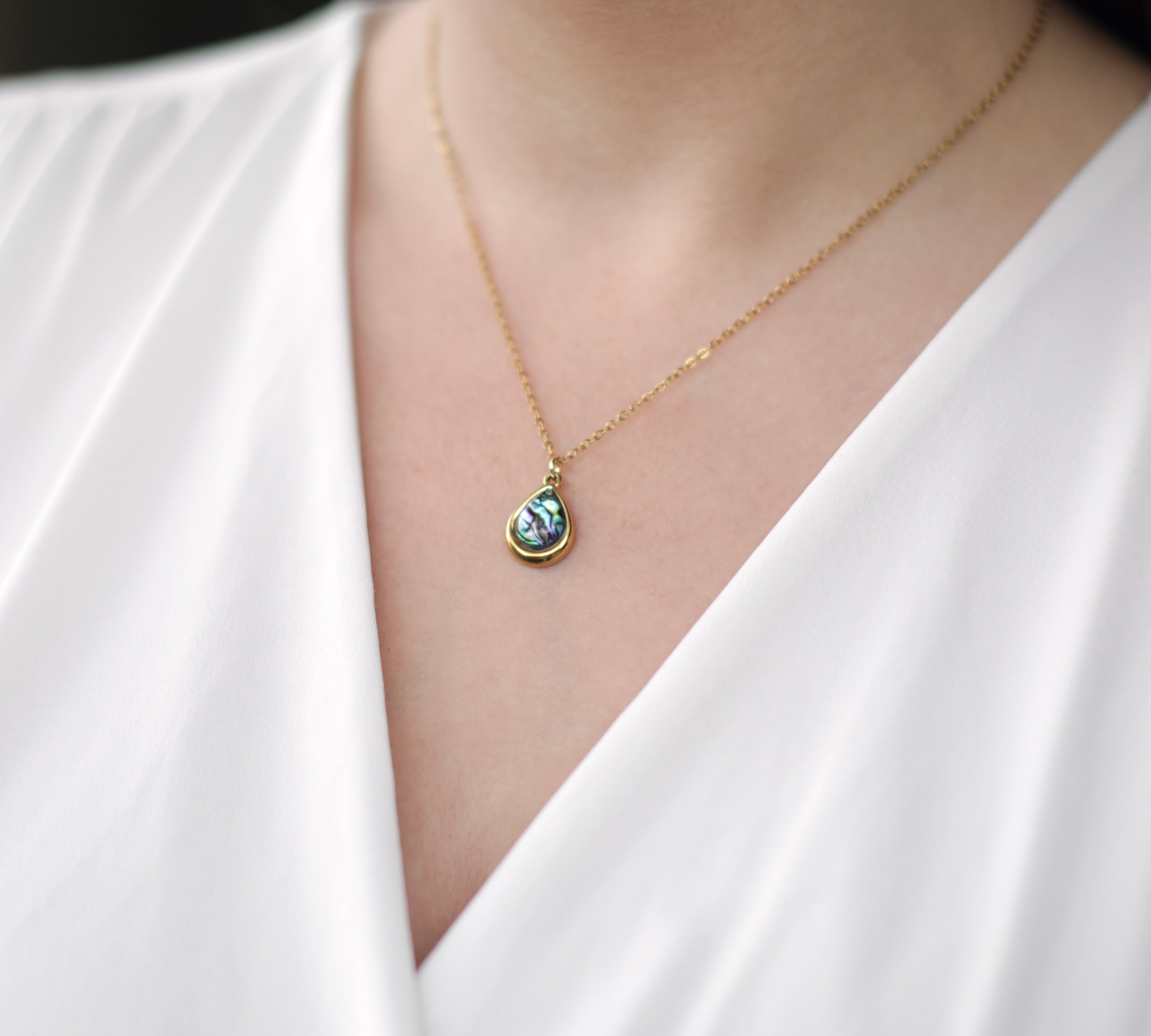 Abalone Shell Teardrop Necklace