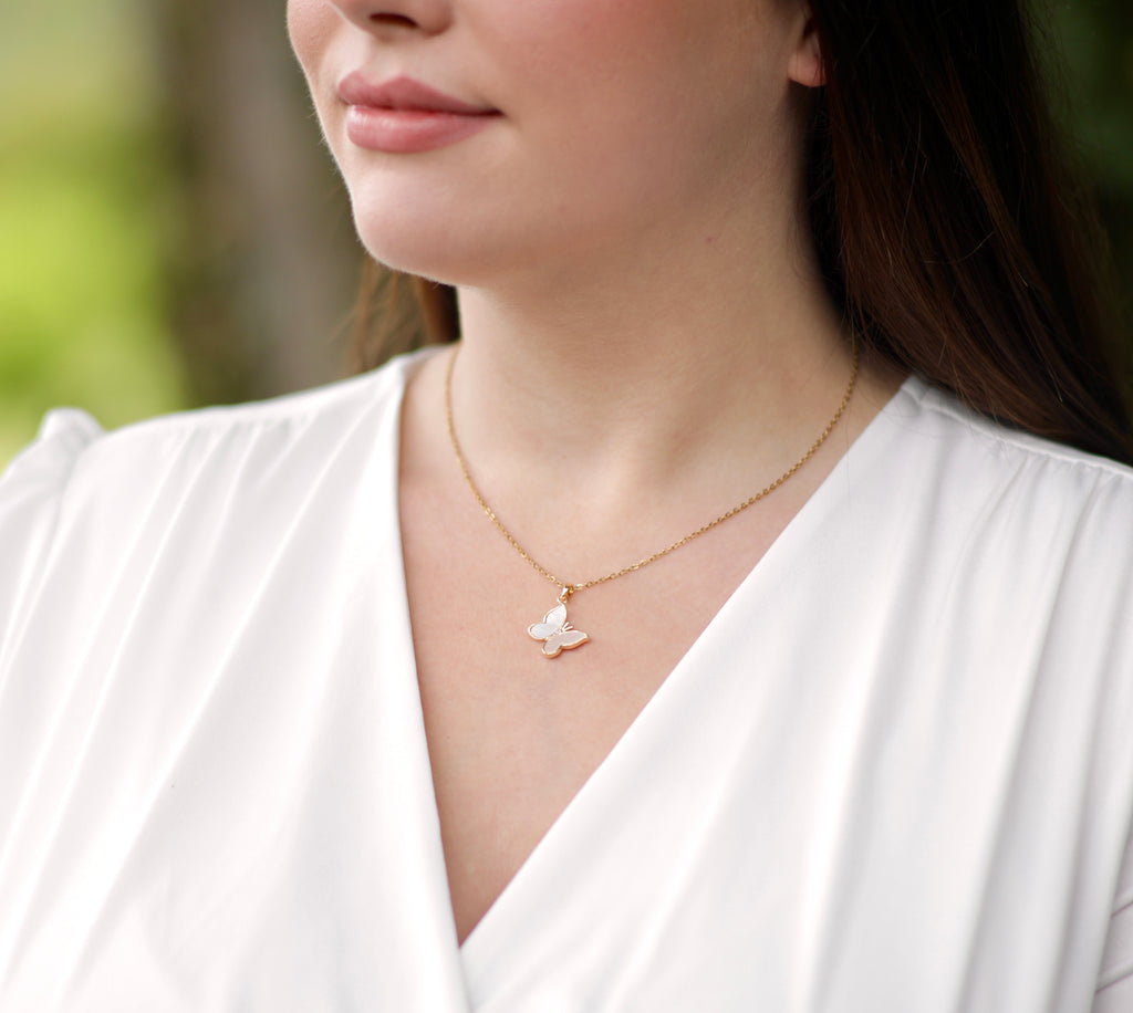 Natural Shell Butterfly Necklace