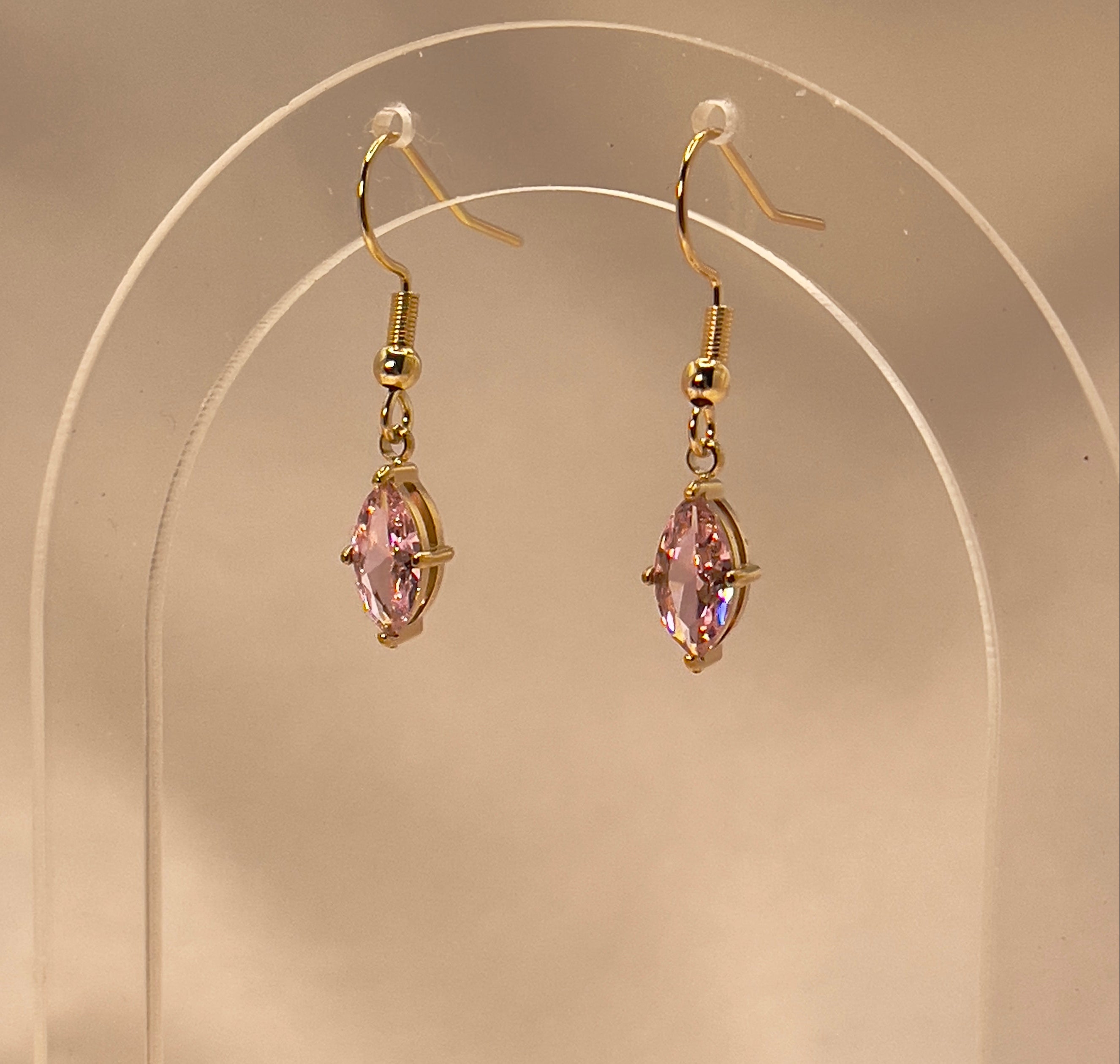 The Crystal Drop Earrings - Blush Pink