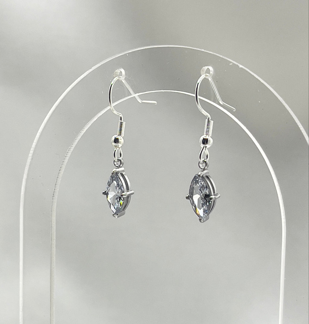 The Crystal Drop Earrings - Silver